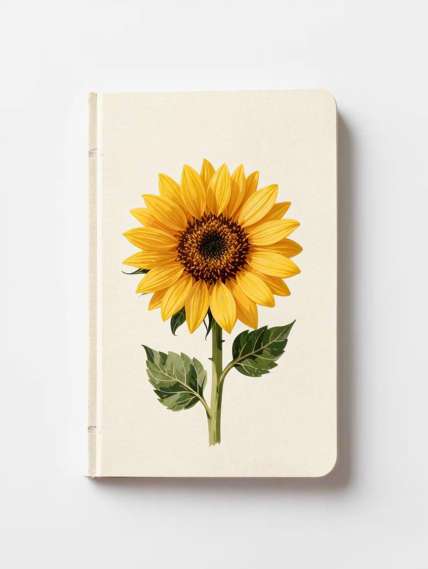Sunflower Notebook – Floral Lined Journal for Writing, Cute Aesthetic Paper Book
