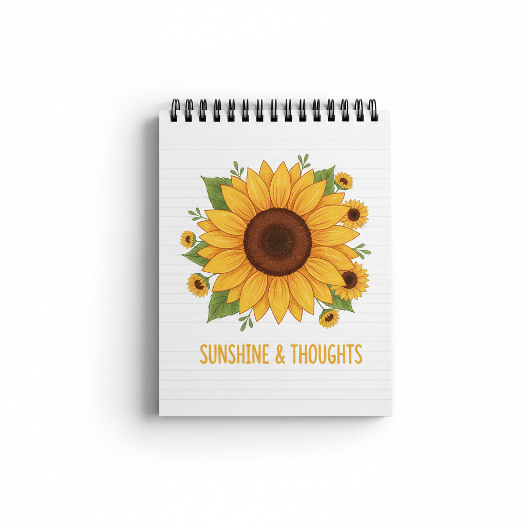 Sunflower Notebook – Floral Lined Journal for Writing, Cute Aesthetic Paper Book